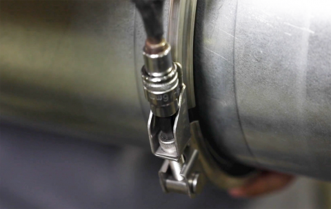 Close up of the torque-tightened clamp on US Tubing
